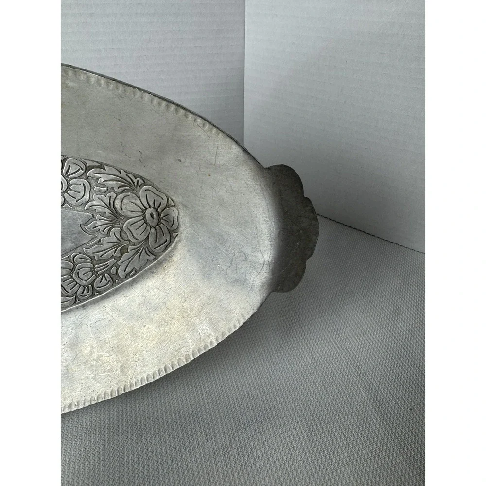 Hand‎ Forged Steel Serving Dish With Flowers